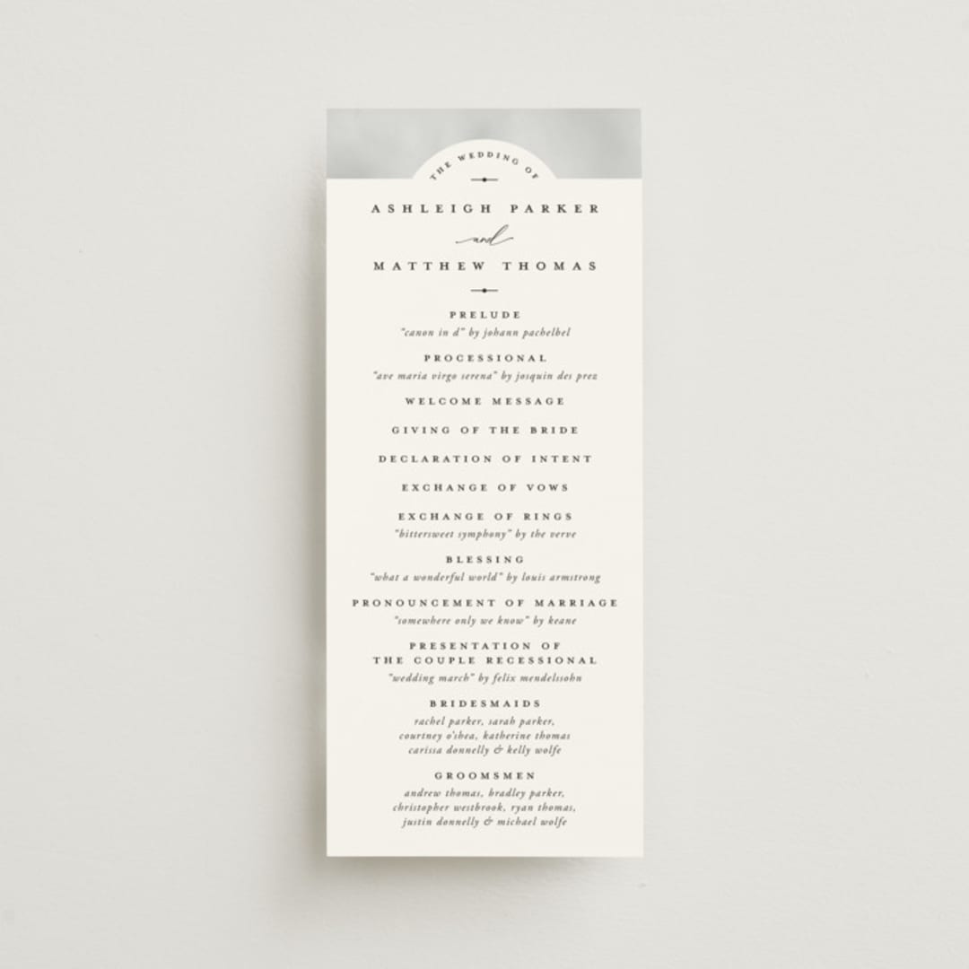 "Panoramic" - Wedding Programs in Cloud by Heather Schertzer - Front