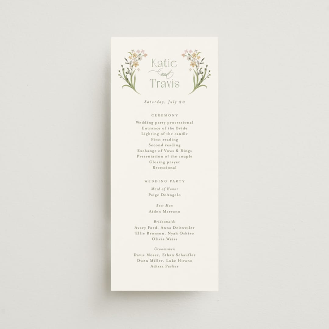 "delicate buds" - Wedding Programs in Olive by Jennifer Wick - Front
