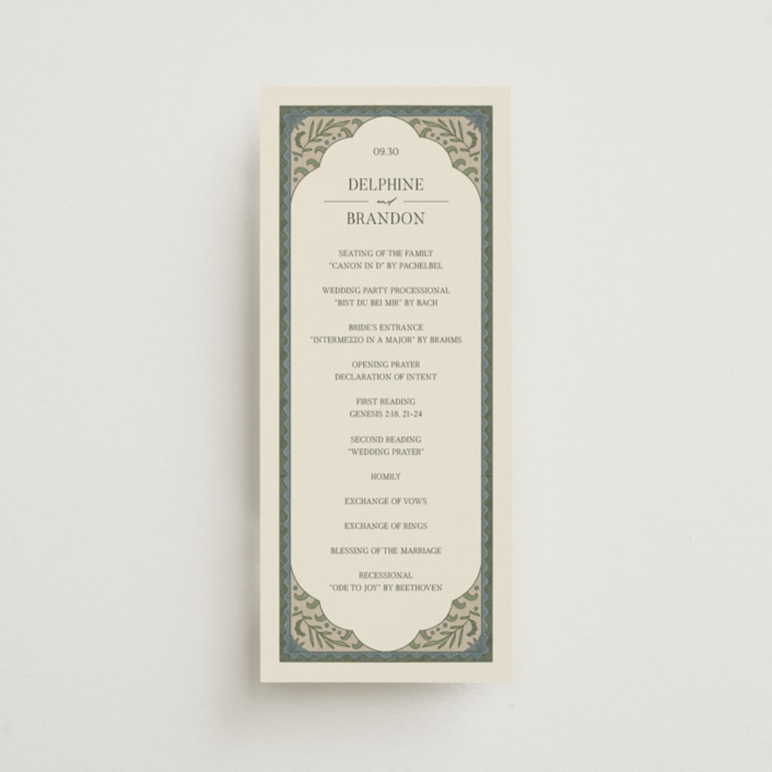 "Century" - Wedding Programs in Robins Egg by Jen Owens - Front