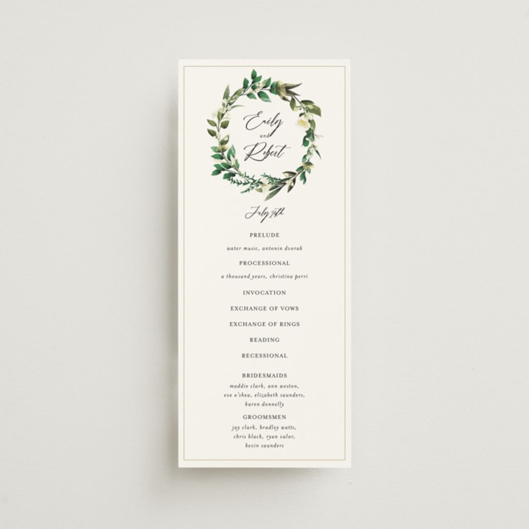 "Fresh Classic" - Wedding Programs in Porcelain by Susan Moyal - Front