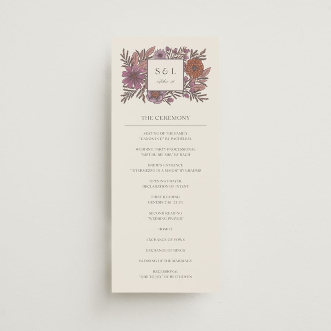 "Fleur" - Wedding Programs in Sangria by Jen Owens - Front