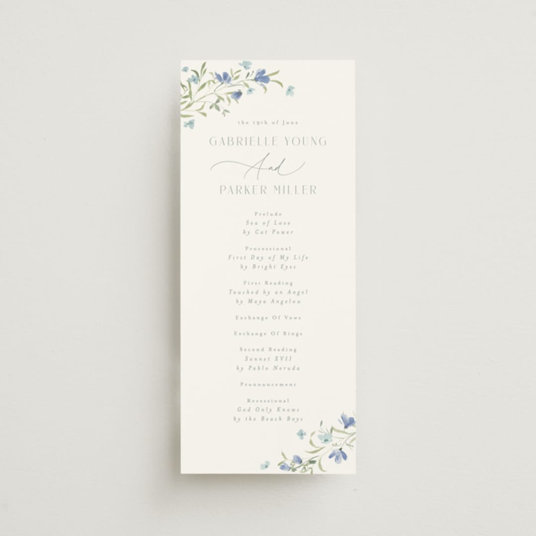 "Sweeping Meadow" - Wedding Programs in Aquamarine by Everett Paper Goods - Front