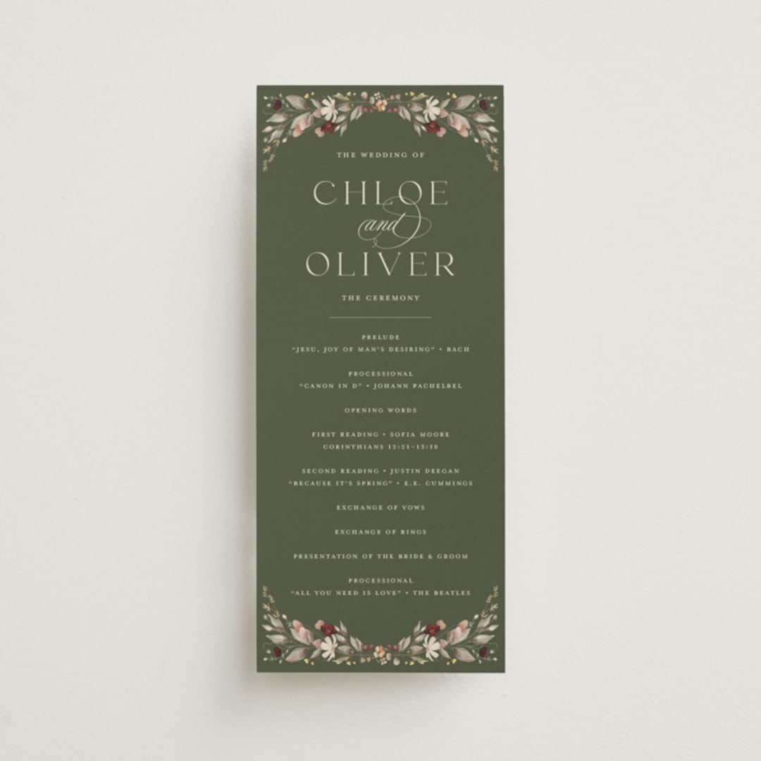 "fleur sauvage" - Wedding Programs in Vert by Erin Deegan - Front