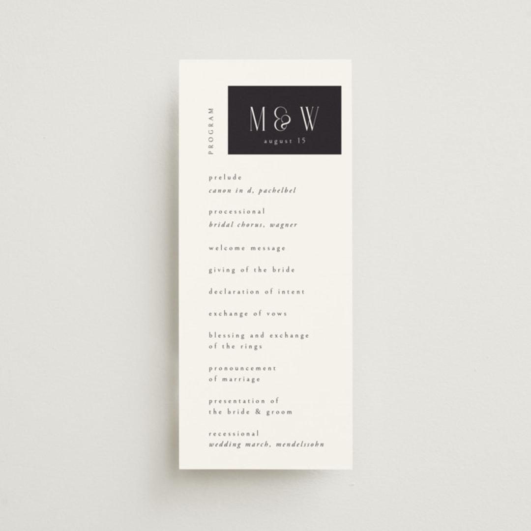 "Wedding Editorial" - Wedding Programs in Tuxedo by Ana de Sousa - Front