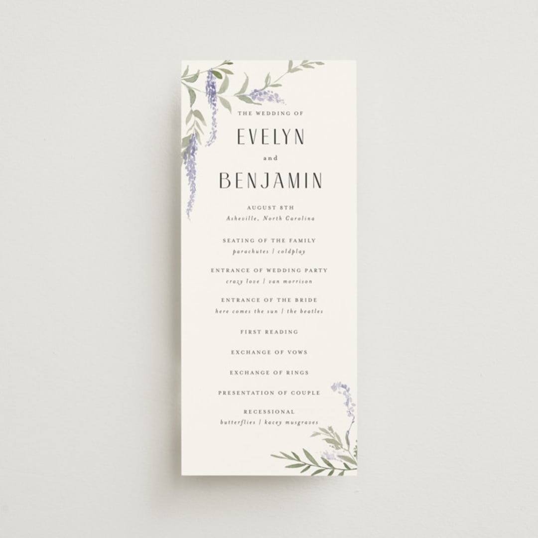 "Enchanted Evening" - Wedding Programs in Lavender by Design Lotus - Front