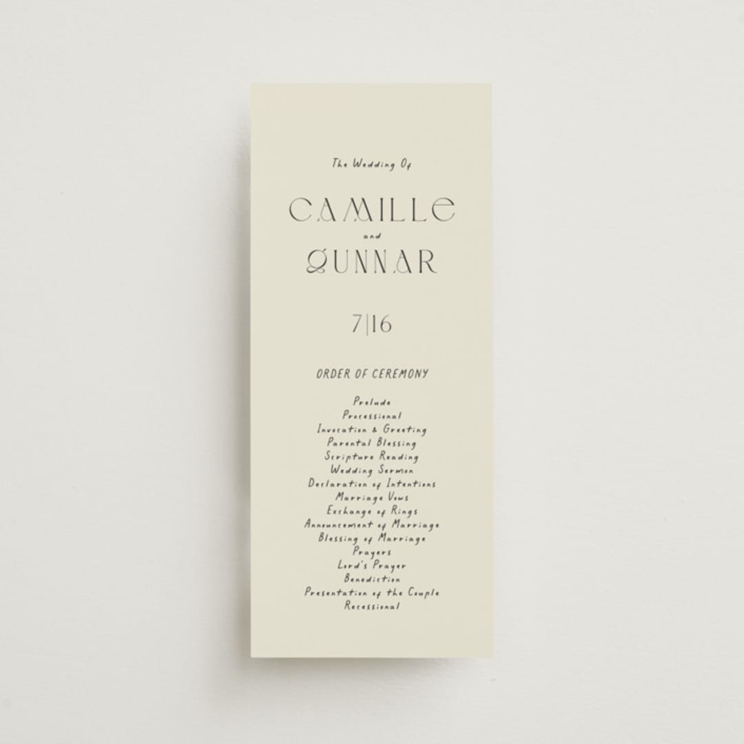 "la graine" - Wedding Programs in Onyx by Alaina Cherup - Front