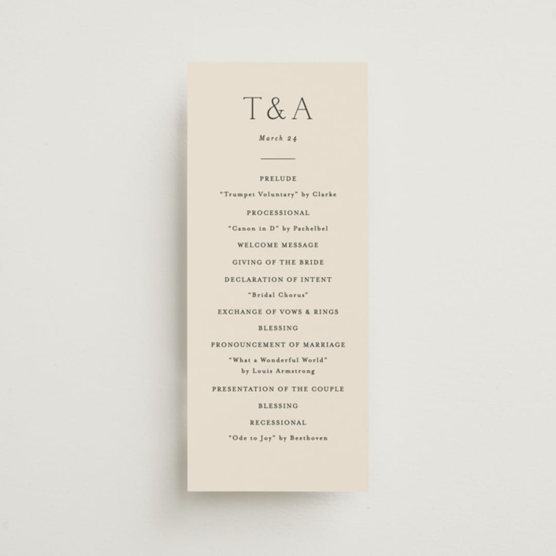 "In Love" - Wedding Programs in Linen by Vanessa Doyle - Front