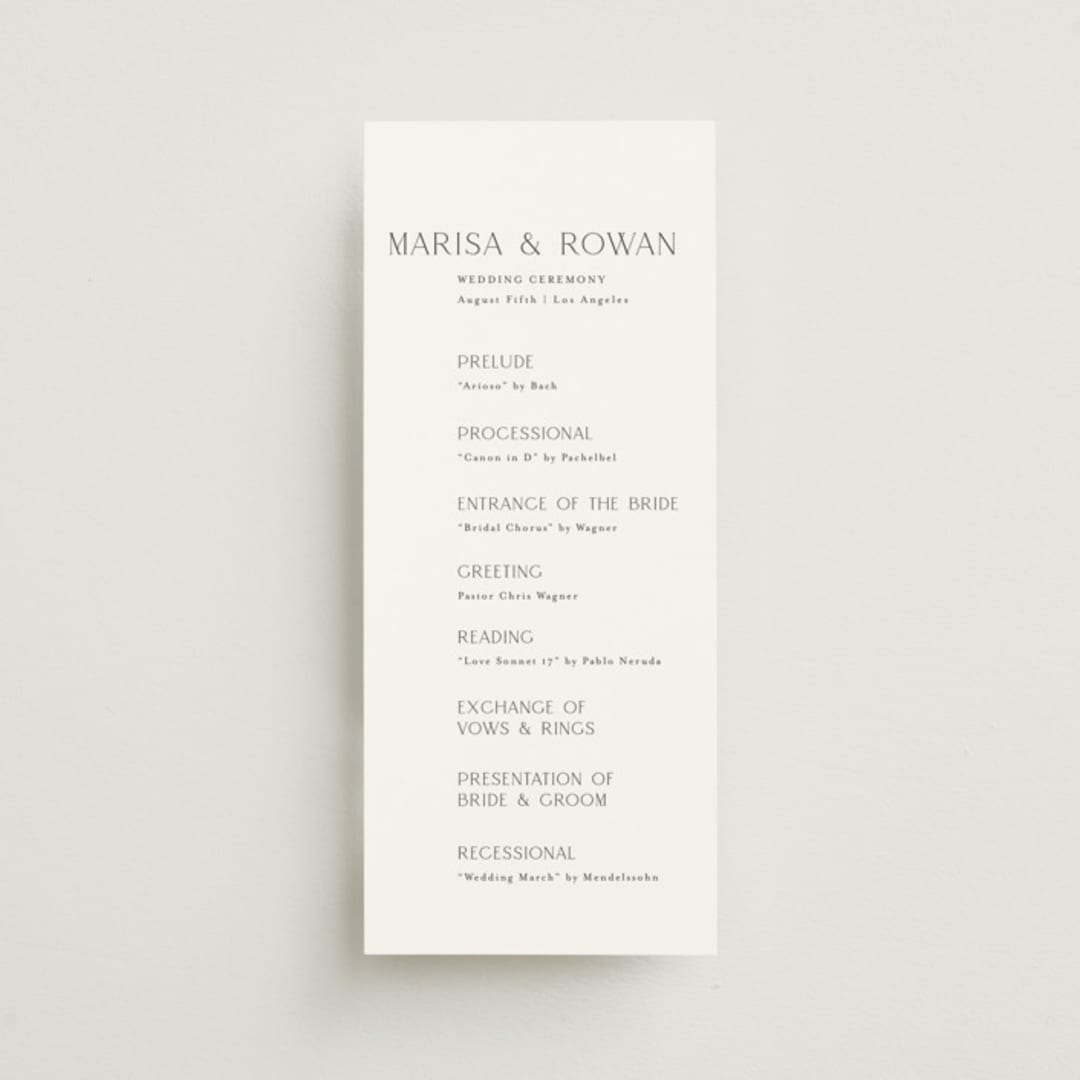 "Classic Chic" - Wedding Programs in Pearl by Shirley Lin Schneider - Front