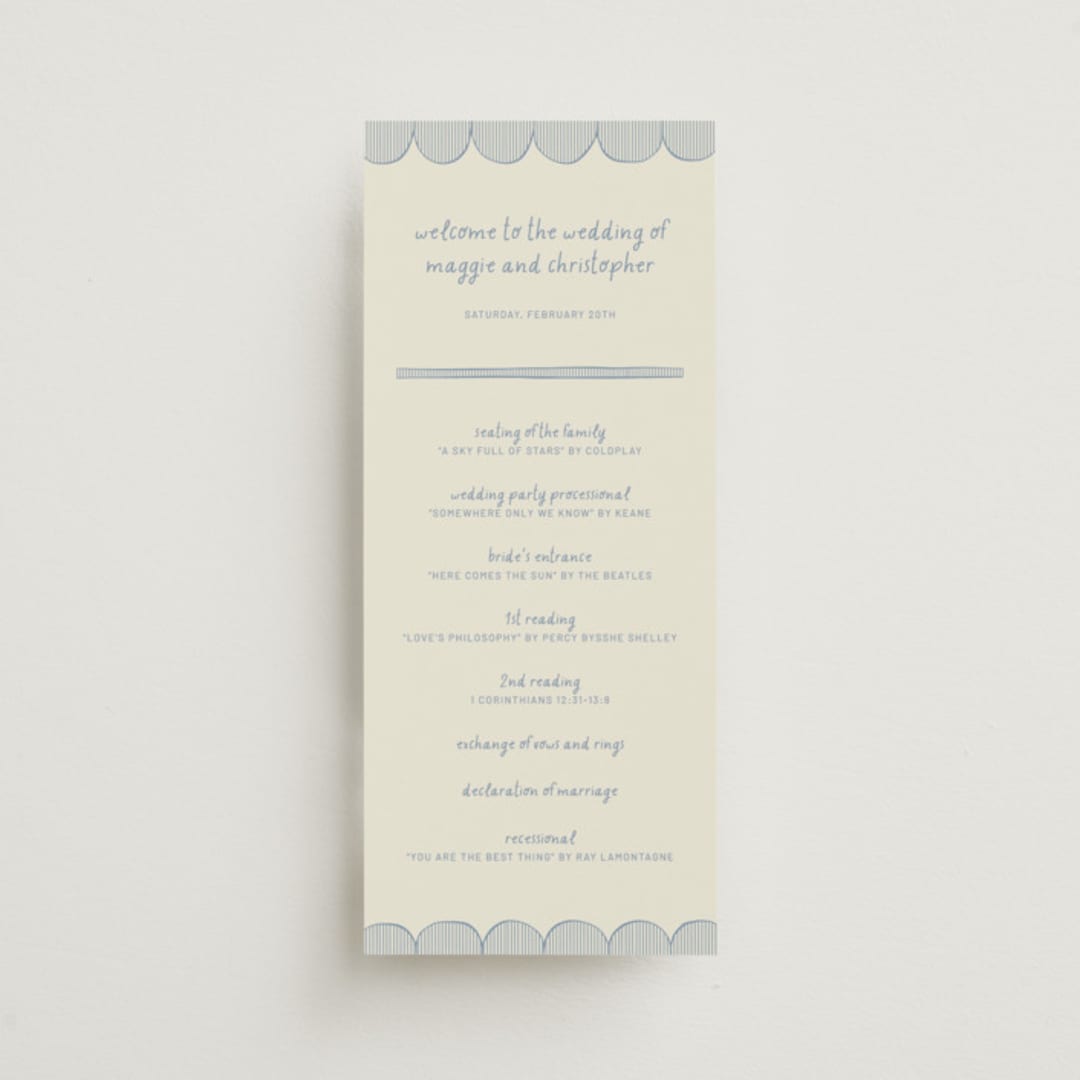"Florence" - Wedding Programs in Sky by Kelly Watkins - Front