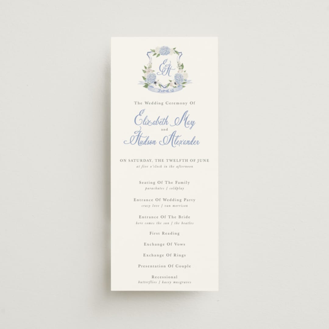"Sweethearts" - Wedding Programs in Periwinkle by Design Lotus - Front