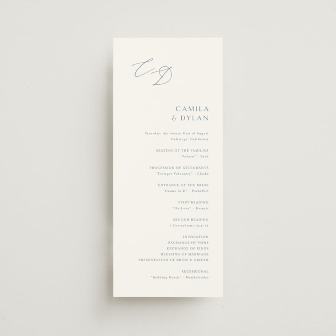 "graceful" - Wedding Programs in Dusty Blue by Jennifer Postorino - Front