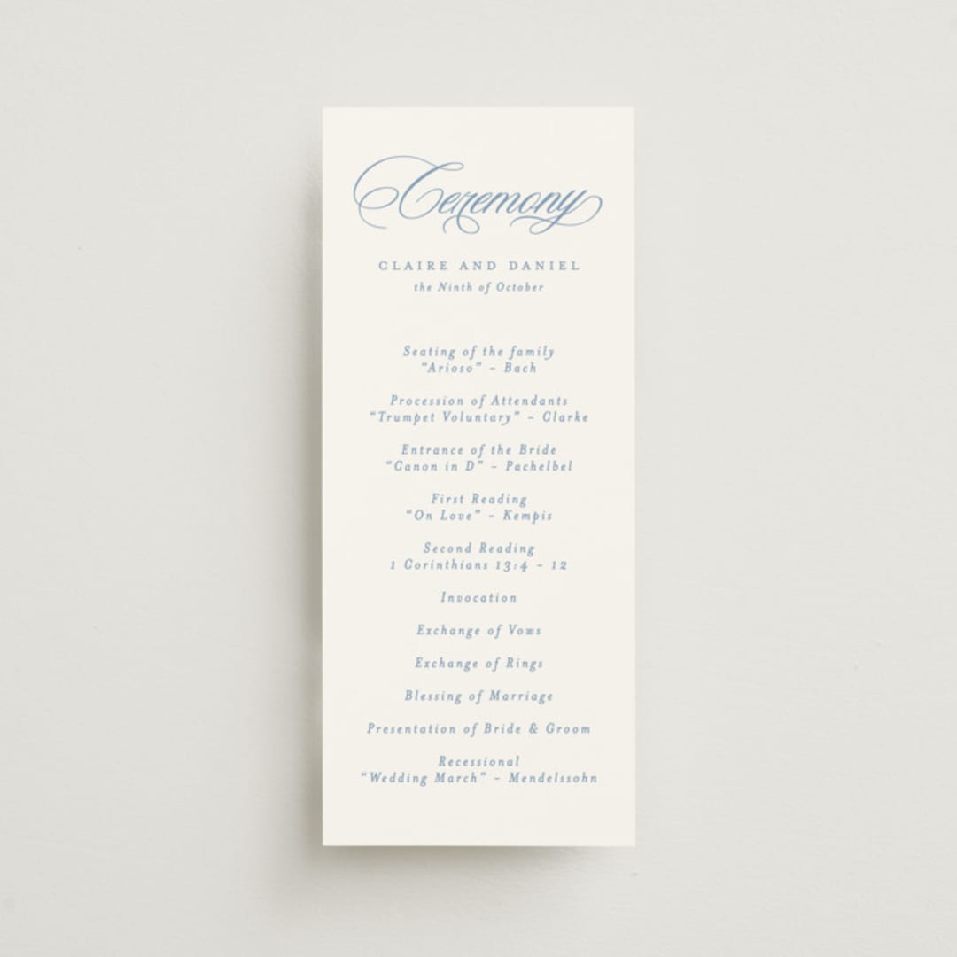 "Aristocratic" - Wedding Programs in Sky by Creo Study - Front