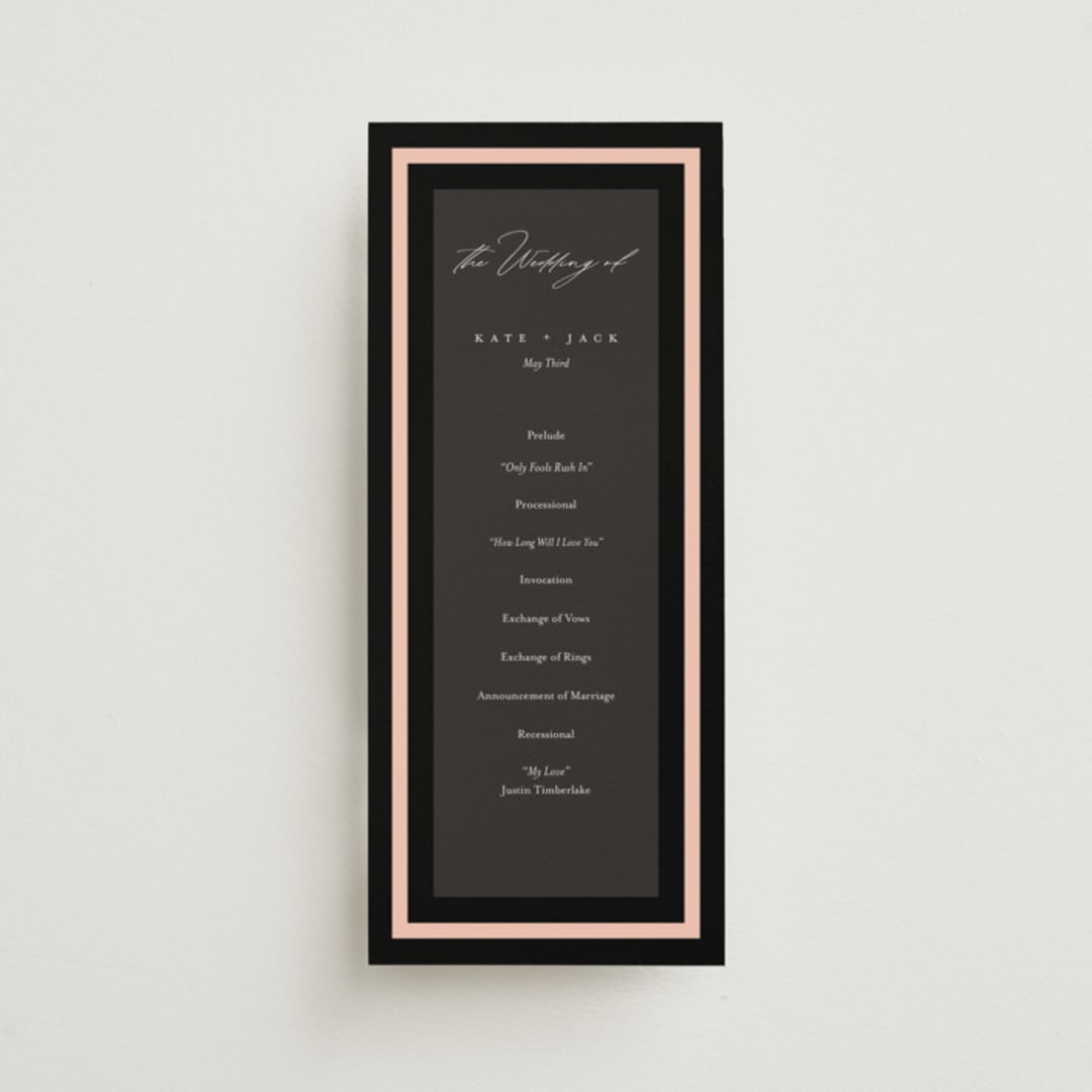 "Elance" - Wedding Programs in Onyx by Eric Clegg - Front