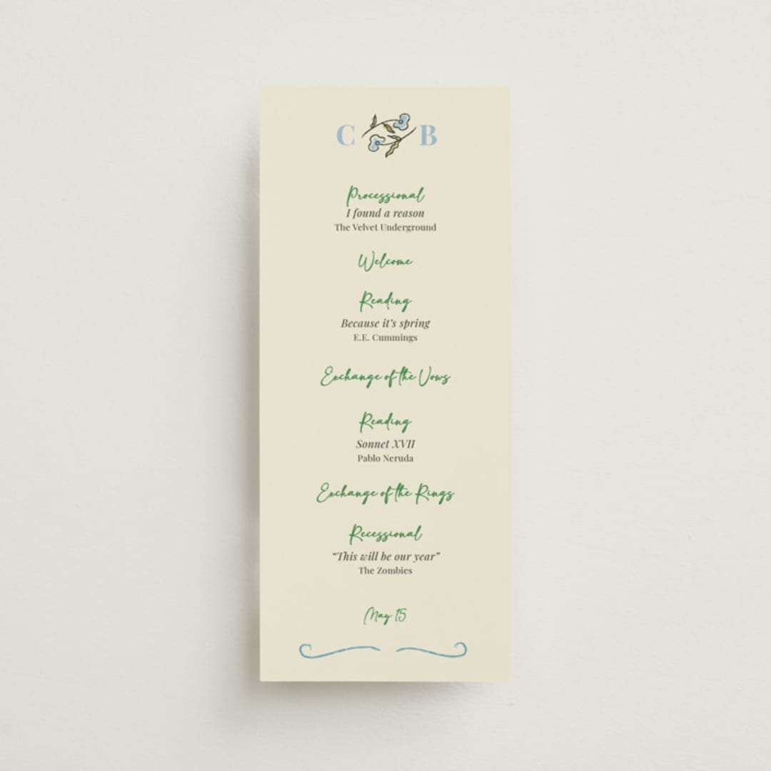 "The Pairfect" - Wedding Programs in Waterlily by Helena Vitto - Front