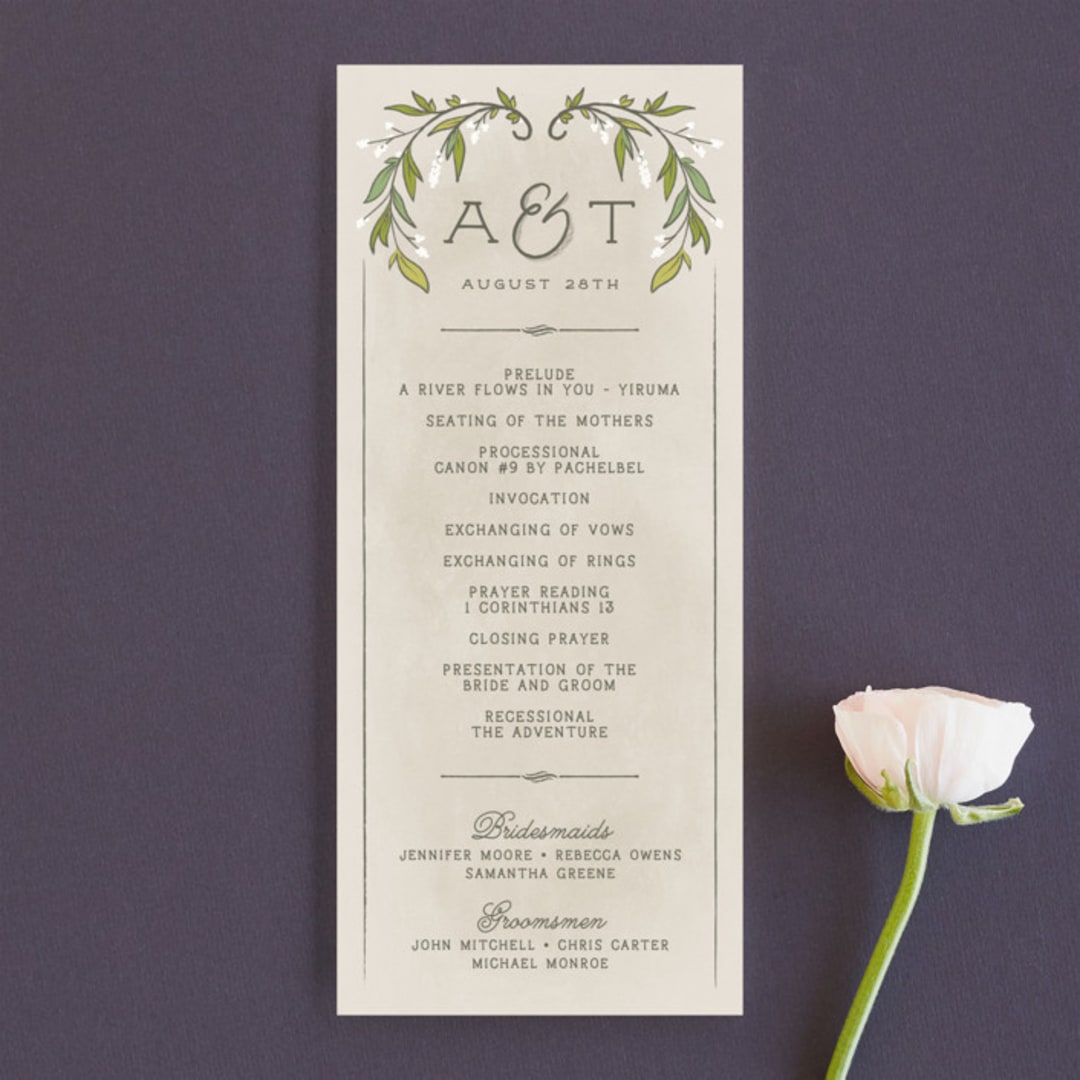 "Rustic Love" - Wedding Programs in Parchment by GeekInk Design - Front