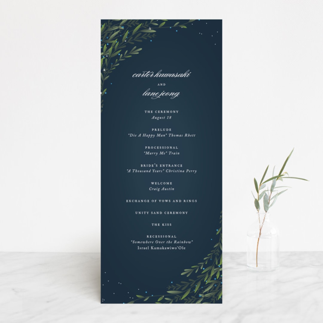 "Dreamkeeper" - Wedding Programs in Midnight by Jennifer Postorino - Front