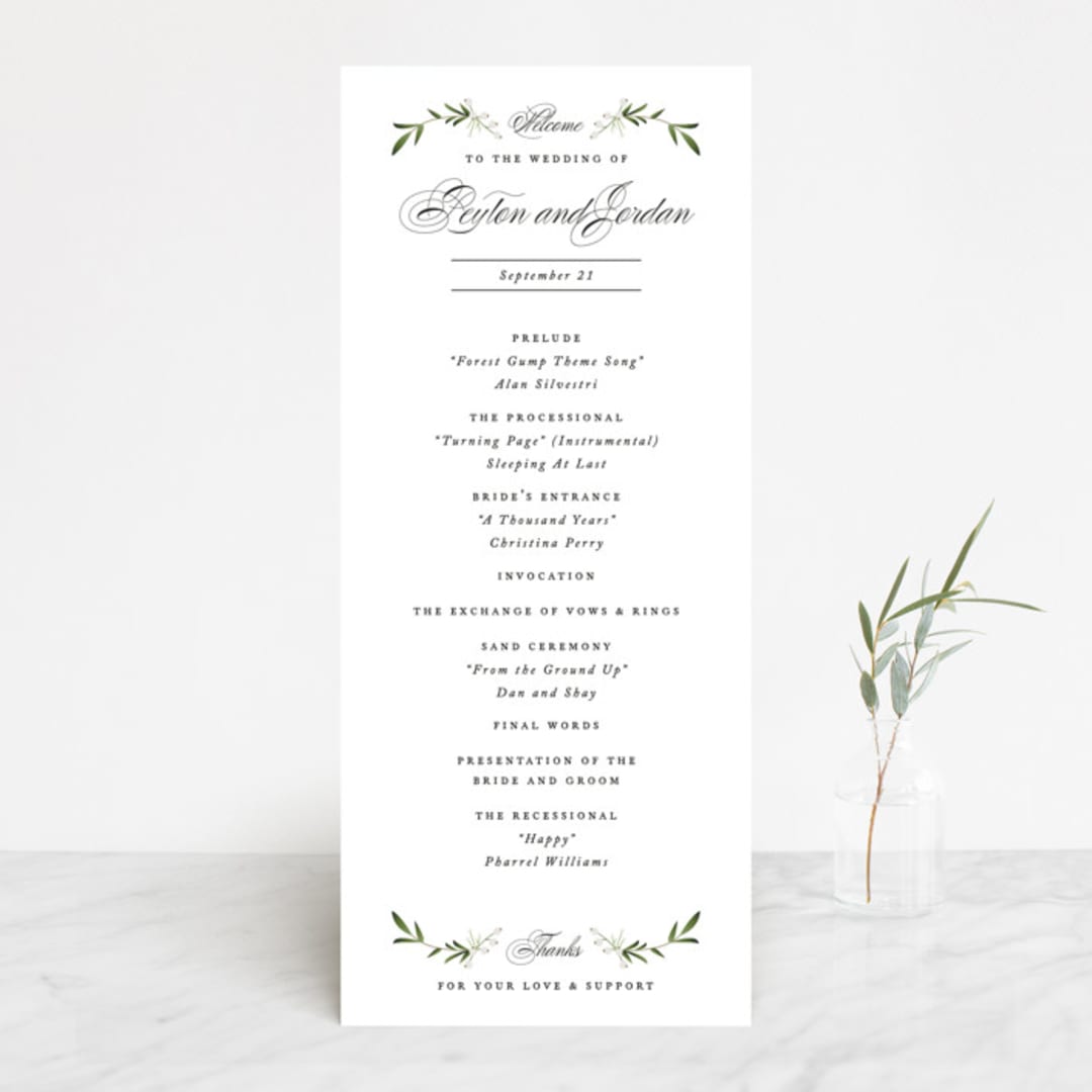 "Adorned Ampersand" - Wedding Programs in Cotton by Jennifer Postorino - Front
