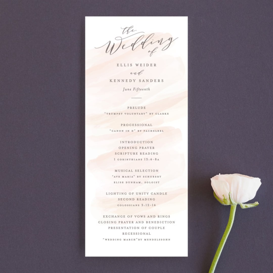 "Sophisticated script" - Wedding Programs in Blush by Hooray Creative - Front