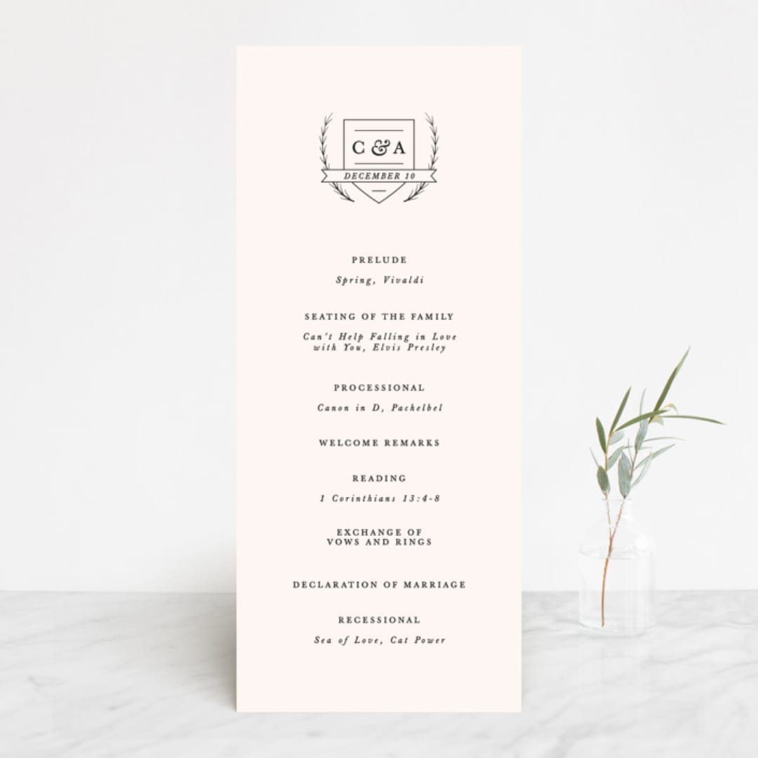 "Astor" - Wedding Programs in Blush by Carly Reed Walker - Front