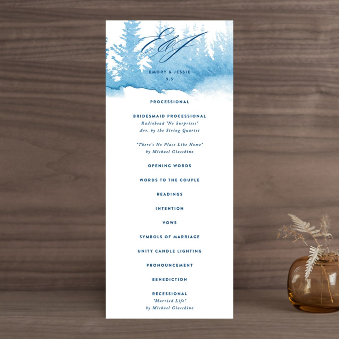 "misty forest" - Wedding Programs in Navy by Ariel Rutland - Front