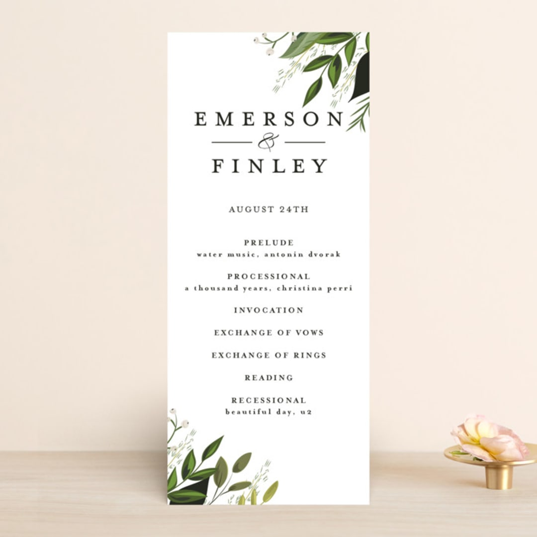 "Vines of Green" - Wedding Programs in Fern by Susan Moyal - Front