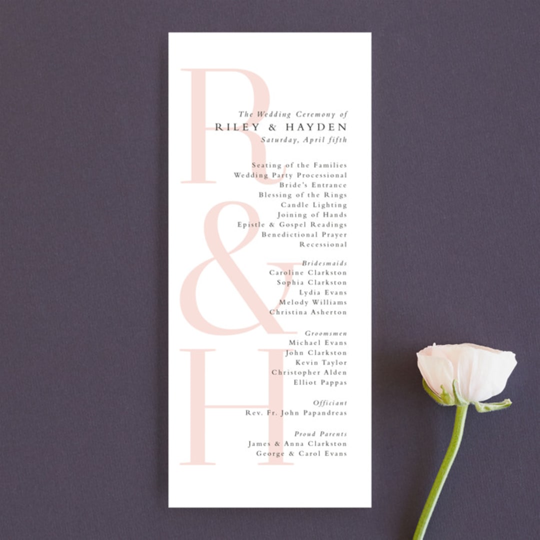 "over and over" - Wedding Programs in Soft Peach by Lea Delaveris - Front