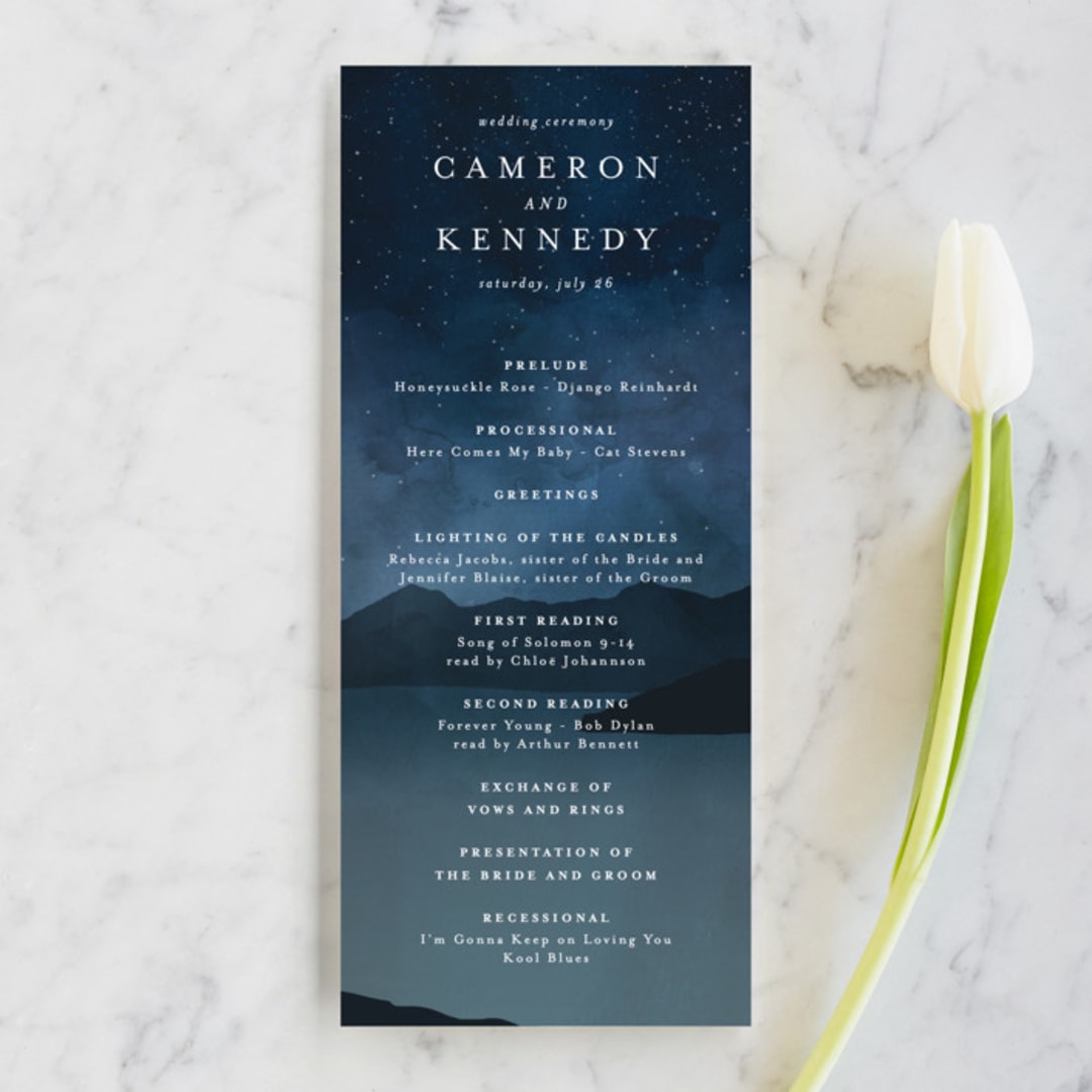 "Coastal Nights" - Wedding Programs in Midnight by Kelly Schmidt - Front
