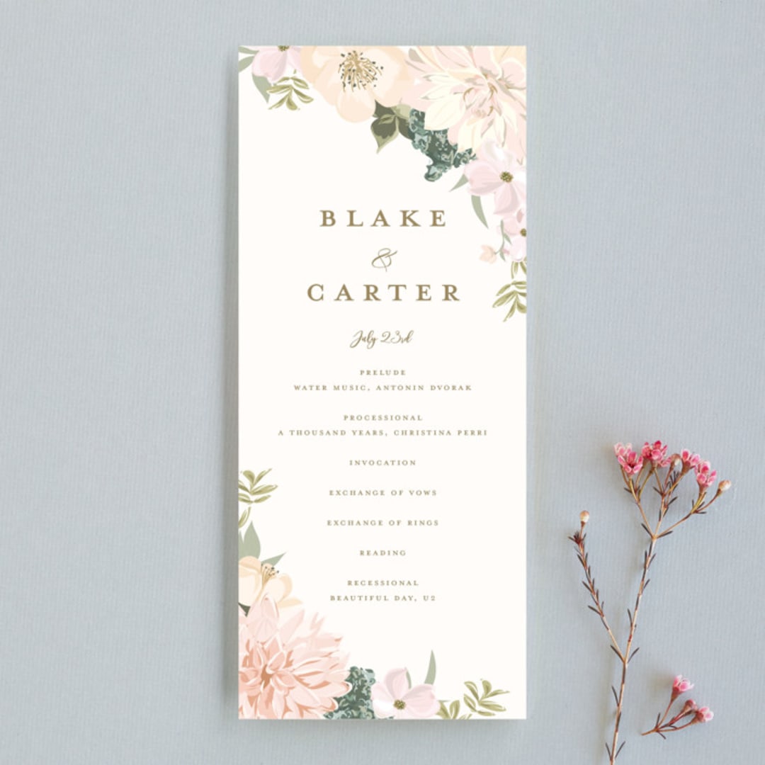 "Garden Wedding" - Wedding Programs in Blush by Susan Moyal - Front