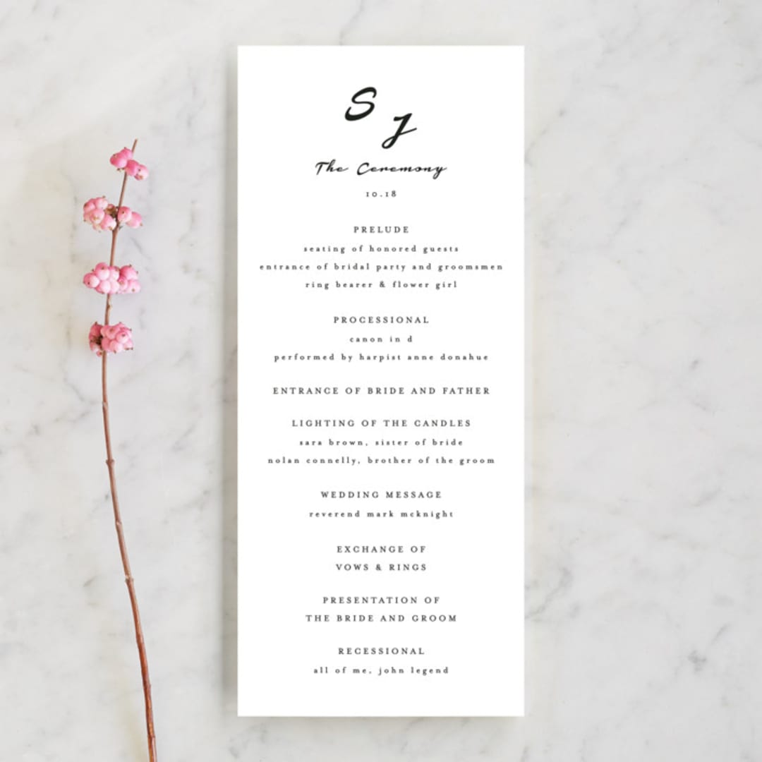 "Dressed in White" - Wedding Programs in Cloud by Angela Garrick - Front