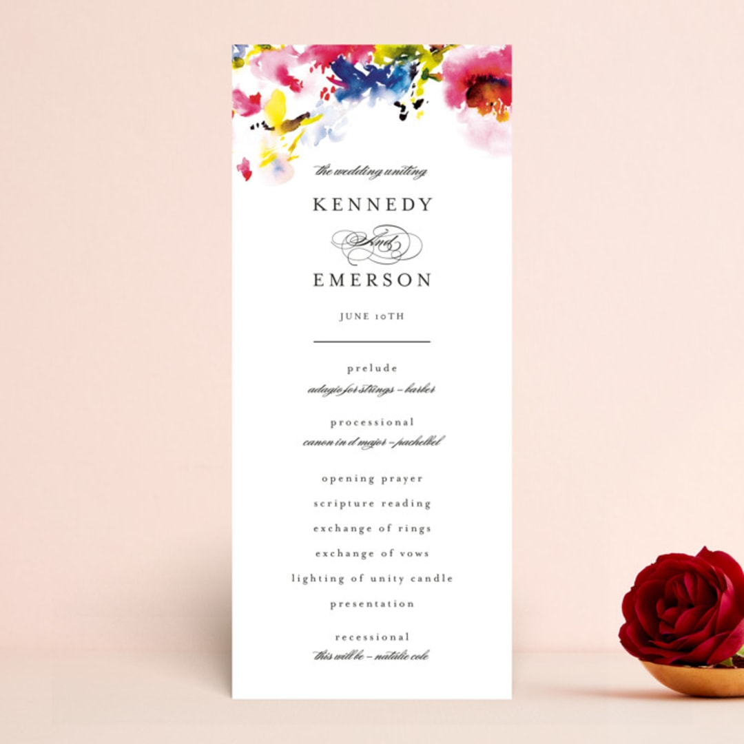"Technicolor Flora" - Wedding Programs in Poppy by Angela Marzuki - Front
