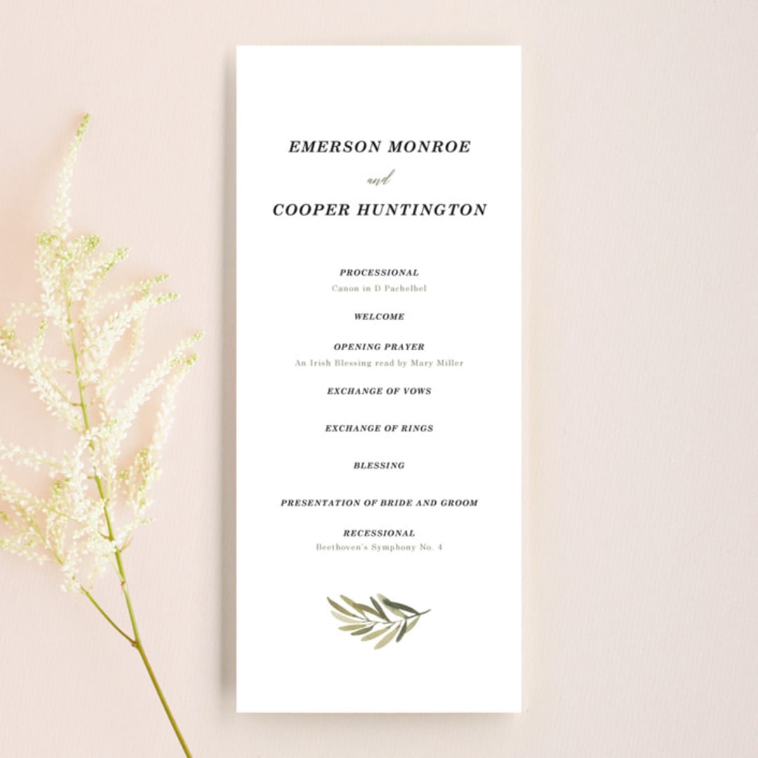 "Olive Branch" - Wedding Programs in Olive by Wildfield Paper Co - Front