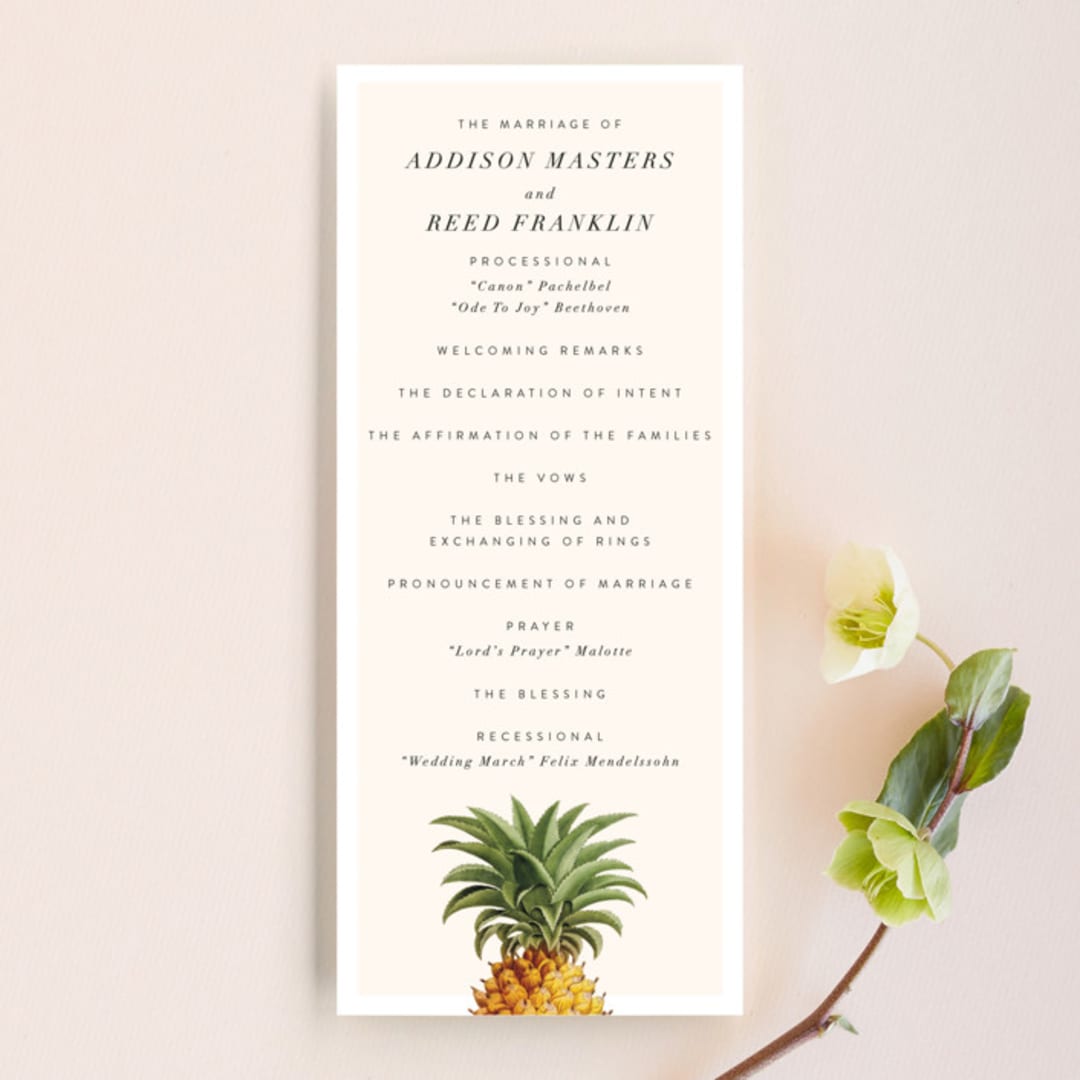 "Party in Paradise" - Wedding Programs in Pineapple by Erin Hodges - Front