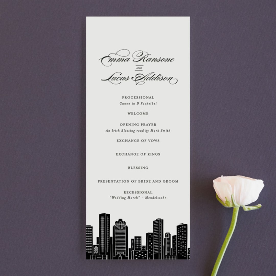 "Big City - Houston" - Wedding Programs in Light Taupe by Hooray Creative - Front