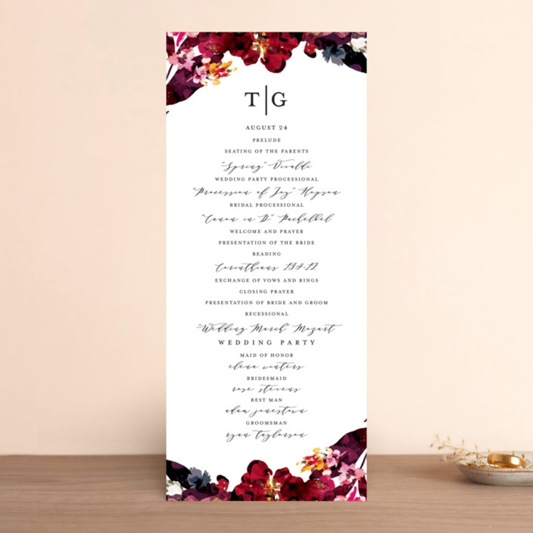 "Tidal Blooms" - Wedding Programs in Holly by Grace Kreinbrink - Front