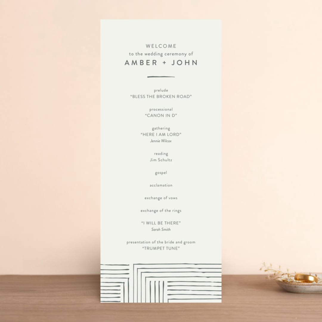 "Pattern Play" - Wedding Programs in Pebble by Anelle Mostert - Front
