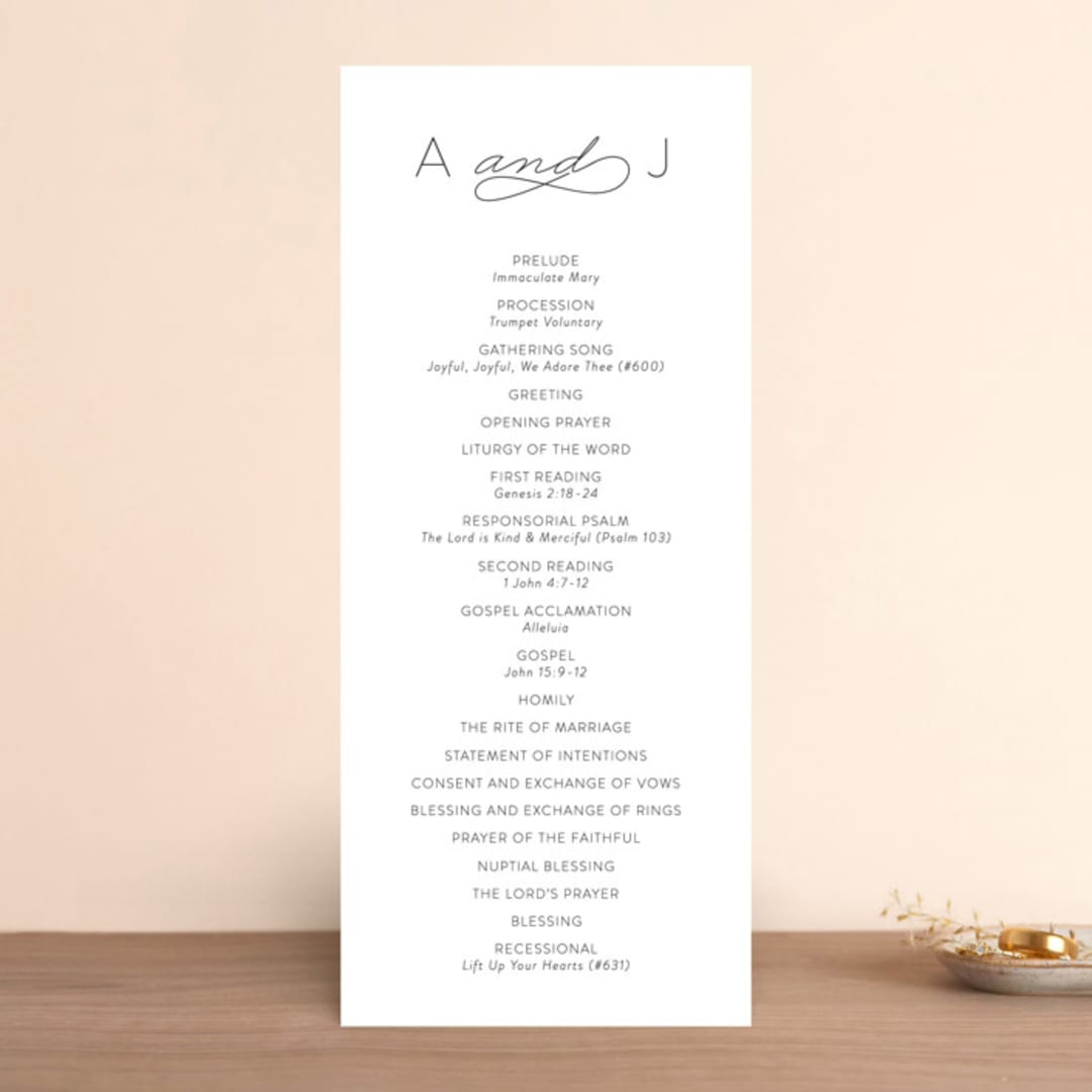 "Forever And" - Wedding Programs in Black Tie by Kim Dietrich Elam - Front