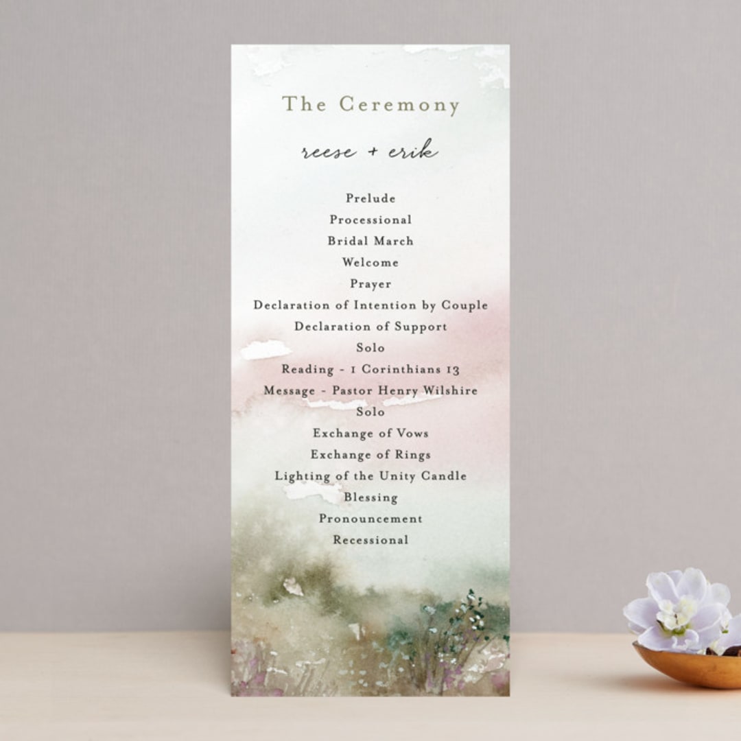 "Sweet Setting" - Wedding Programs in Carnation by Lindsay Megahed - Front
