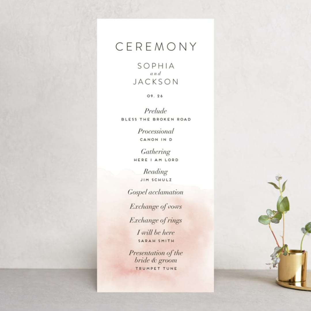 "Ethereal Bouquet" - Wedding Programs in Blush by Petra Kern - Front