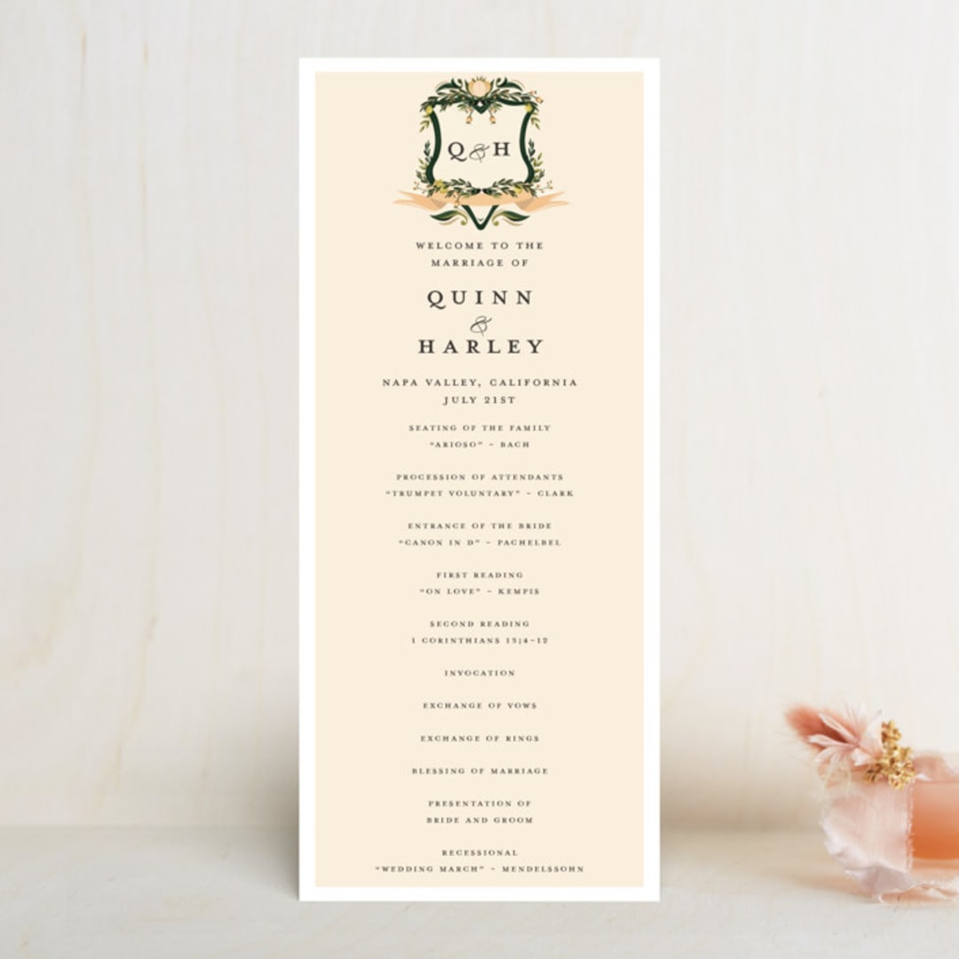 "Amore" - Wedding Programs in Sunset by Susan Moyal - Front