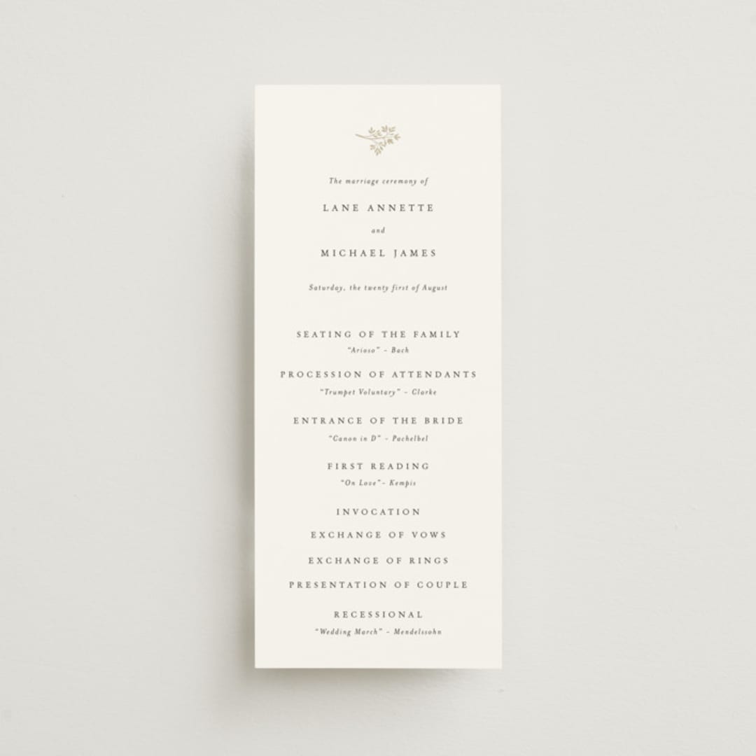 "Sense and Sensibility" - Wedding Programs in Cloud by Design Lotus - Front