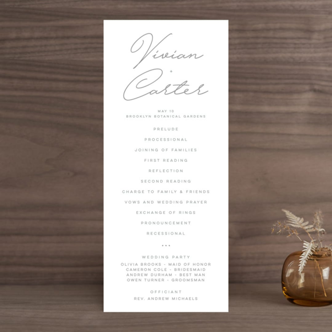 "Brooklyn" - Wedding Programs in Cement by Lauren Chism - Front
