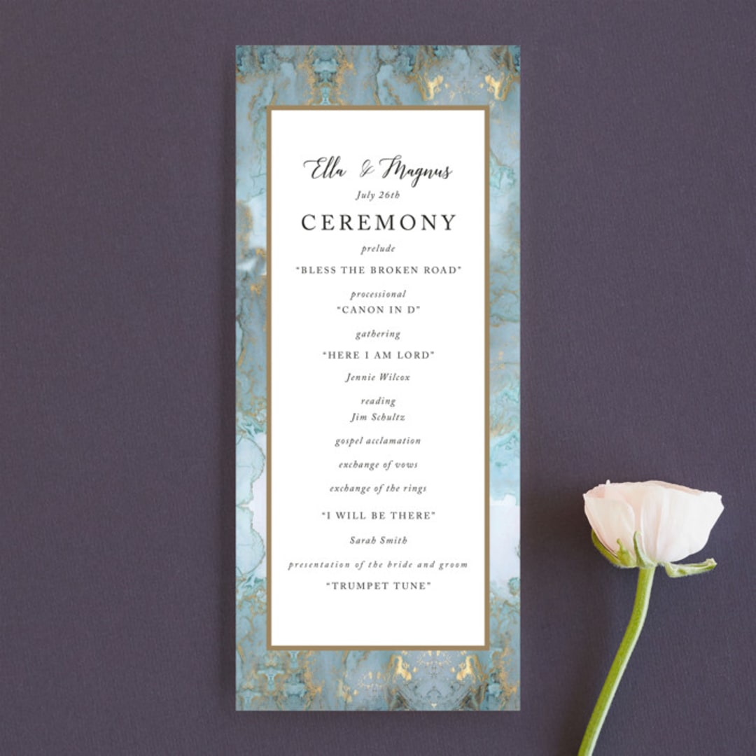 "Something Blue" - Wedding Programs in Aqua by Benita Crandall - Front