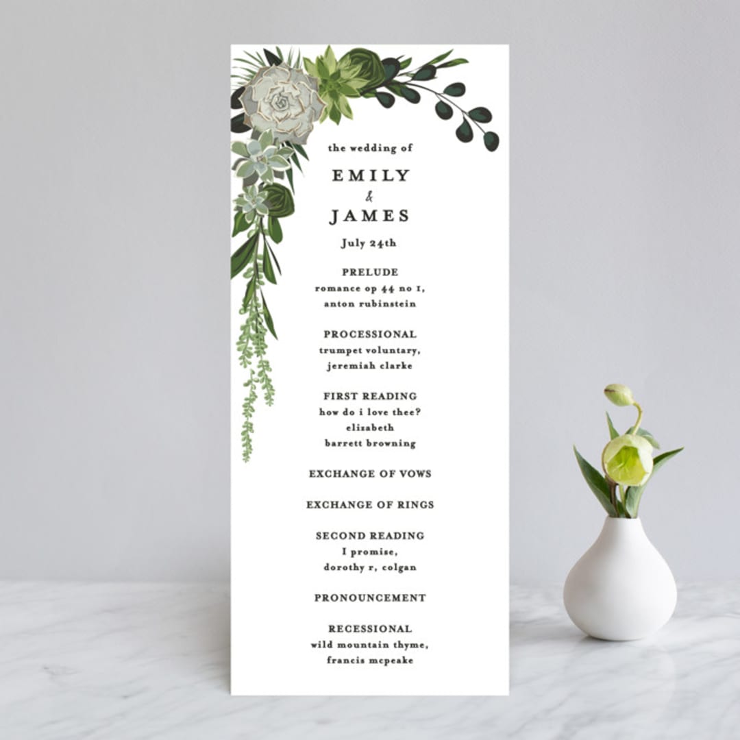 "Agave & Greens" - Wedding Programs in Ivory by Susan Moyal - Front