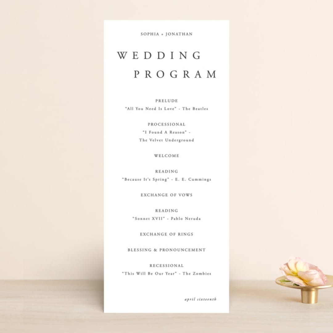 "The Minimalist" - Wedding Programs in Air by lulu and isabelle - Front