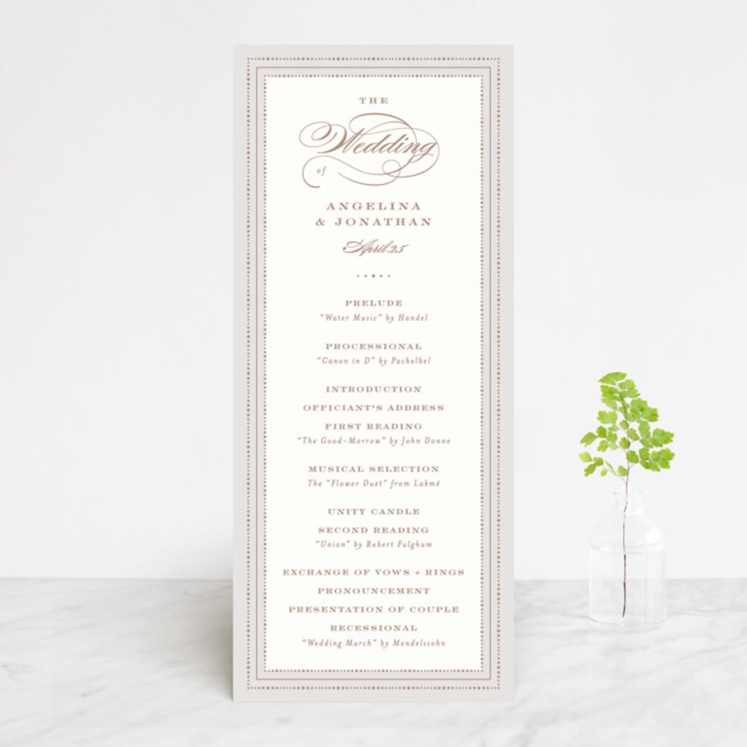 "Simply Grand" - Wedding Programs in Dove by Hooray Creative - Front