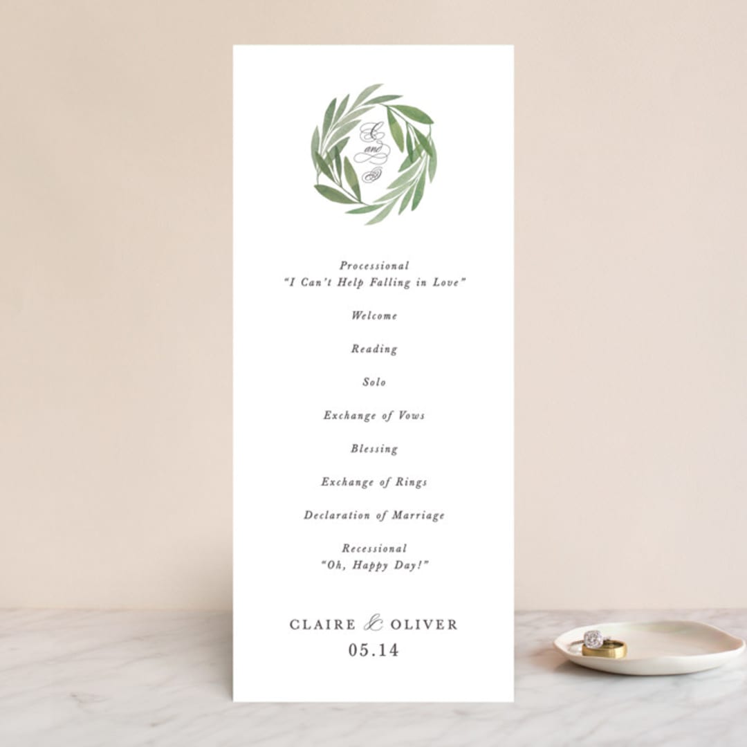 "Garden Square" - Wedding Programs in Basil by Olivia Raufman - Front