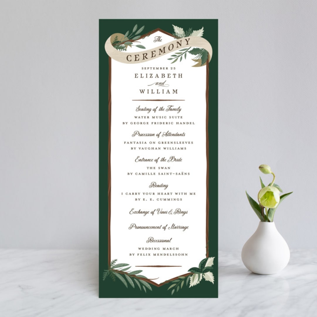 "Nature's Crest" - Wedding Programs in Forest by Paper Sun Studio - Front
