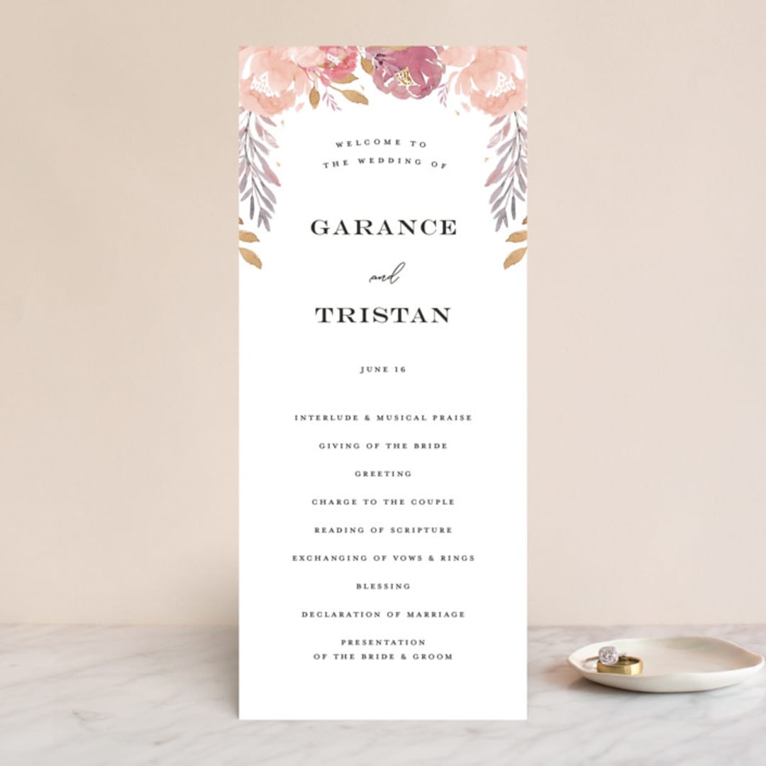 "Grand Bloom" - Wedding Programs in Mauve by Bonjour Paper - Front