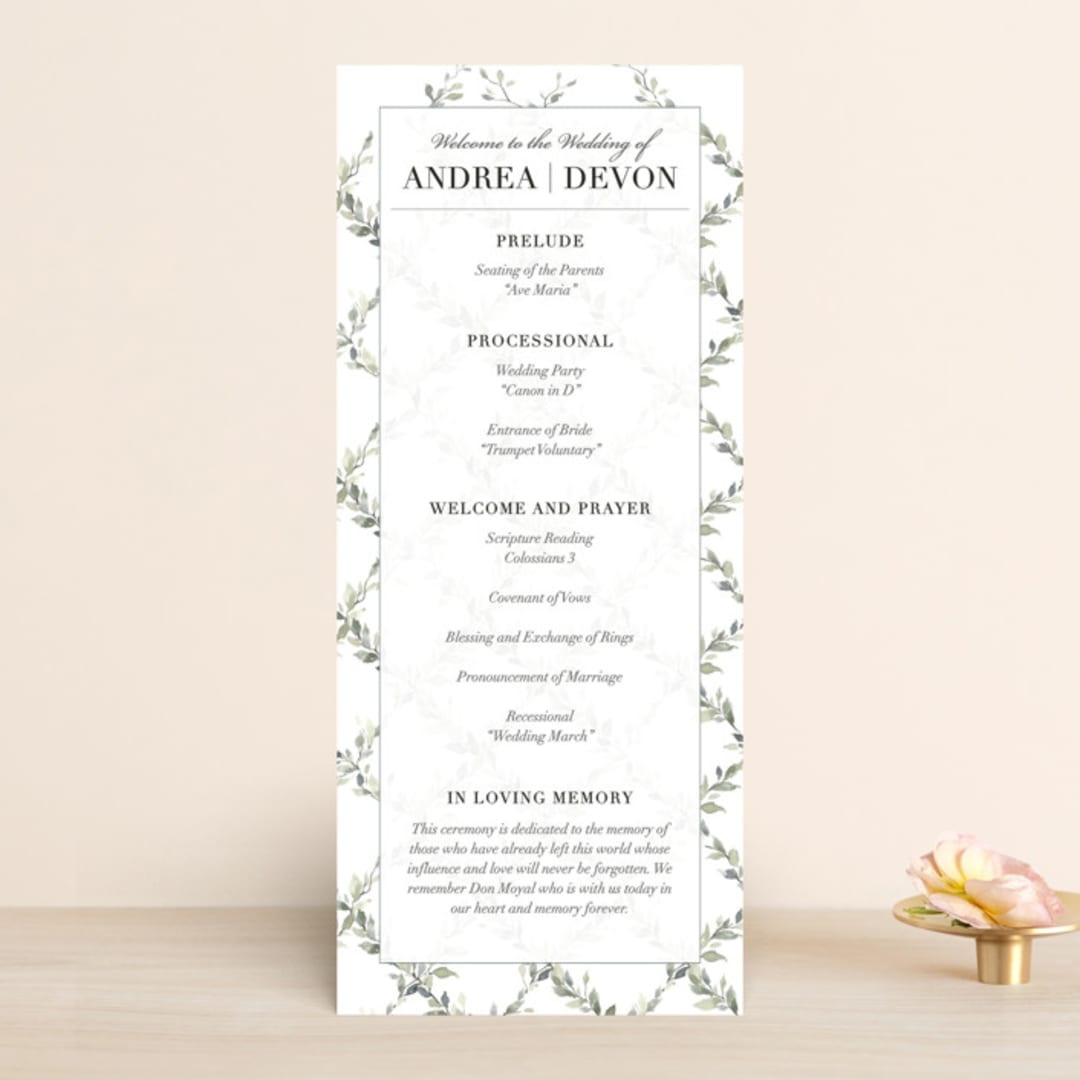 "Watercolor Wreath" - Wedding Programs in Linen by Katrina Crouch - Front
