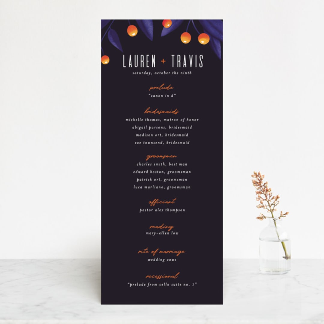 "Fire and Ice" - Wedding Programs in Fire by Jessica Corliss - Front